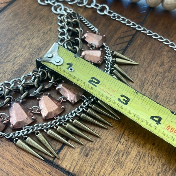 Urban Outfitters chunky linked necklace collar choker spike bib edgy - Picture 15 of 15